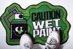Montana Doormat Caution Wet Paint Green - Rohožka