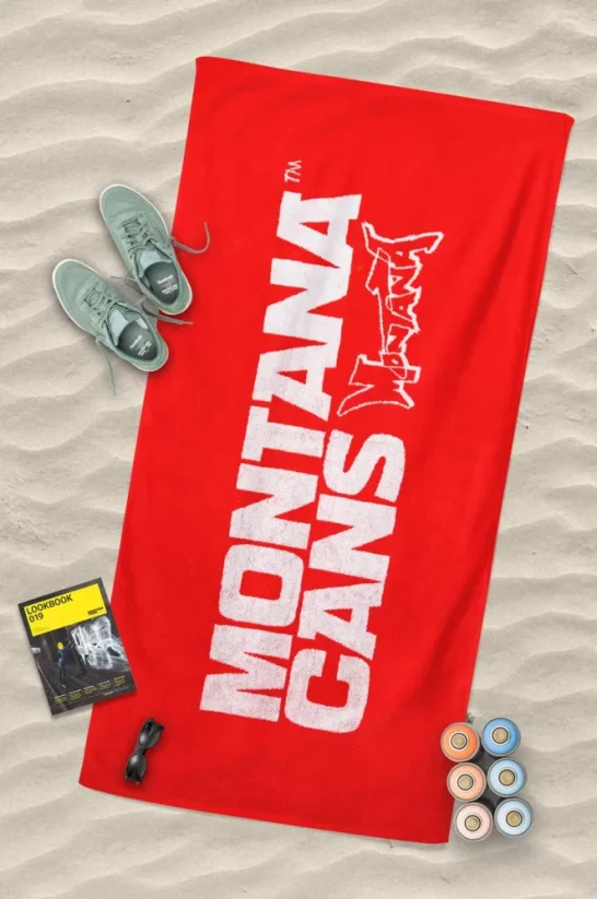 Montana Beach Towel typo+logo (Red, Green, Blue)
