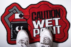 Montana Doormat Caution Wet Paint Red - Rohožka