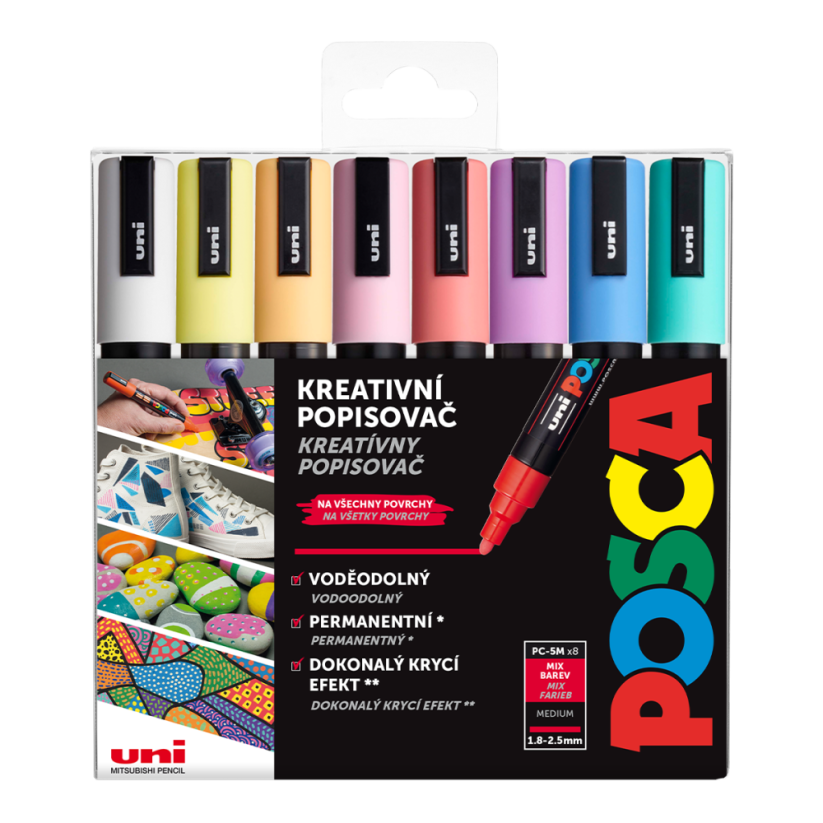 Uni Posca PC 5M - Set 8ks - Pastel Colors
