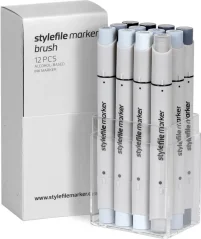 Stylefile marker Brush set 12ks Cool Grey set