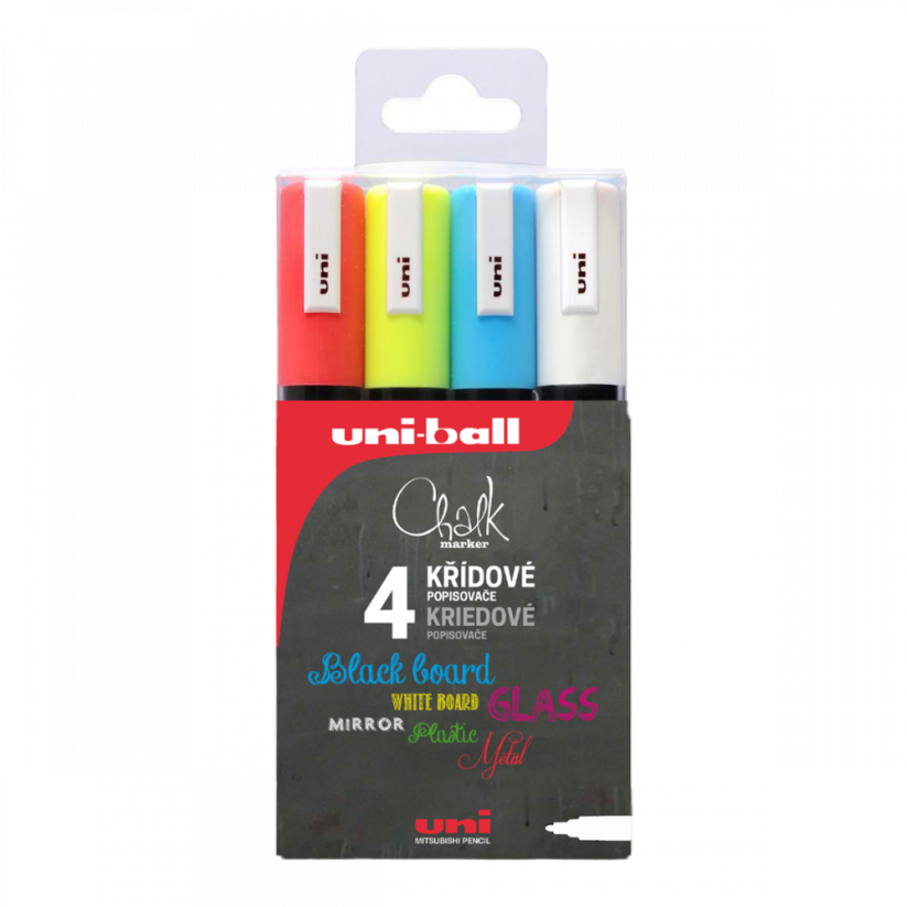 Uni Chalk PWE-5M - Set 4ks - Křídový Marker