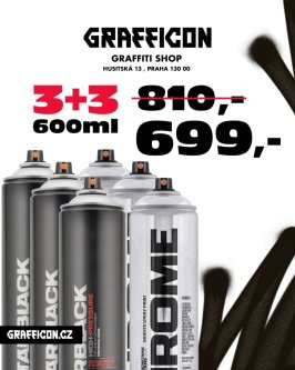 Akční Sixpack Montana Tarblack + Montana Silverchrome 600ml!