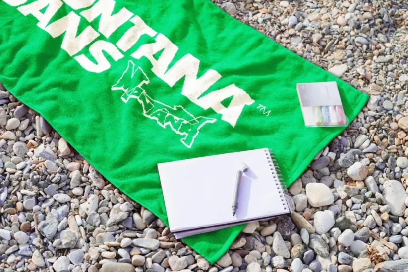 Montana Beach Towel typo+logo (Red, Green, Blue)