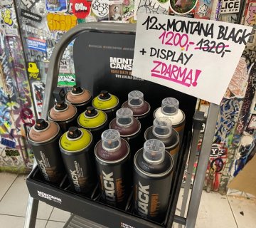 Montana BLACK 400ml Action 12Pack + Kovový Display ZDARMA!